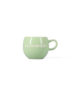 Beker 42cl "La vie est belle" groen Muggies