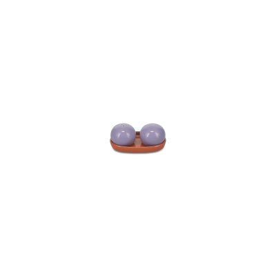 Poivrier et salière 3 pièces violet/orange Duo