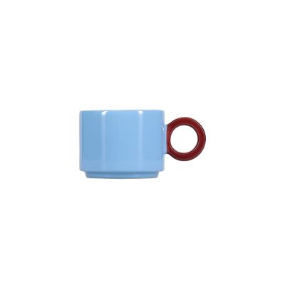 Mug 28cl light blue/burgundy pink Lou