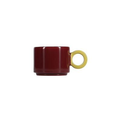 Mug 28cl burgundy pink/mustard yellow Lou