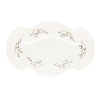 Serving dish 39x25cm brown flower Retro