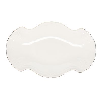 Serving dish 39x25cm with golden rim Retro