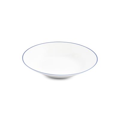 Diep bord 23xH4cm blue rim Basic White