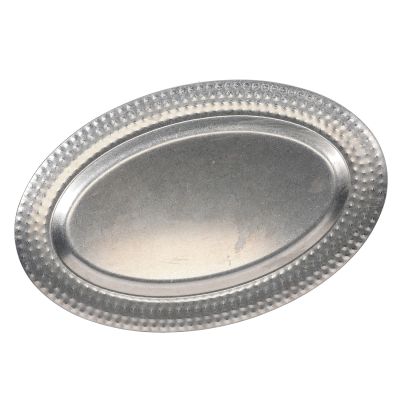 Serving dish 48x31cm with structured edge antique silver Serve