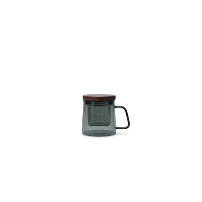 Chope 37cl avec filtre en verre et couvercle gris Luma