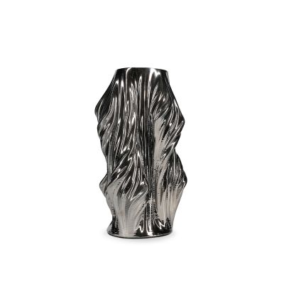 Vaas 22,5x22,5xH37cm satin silver Vea