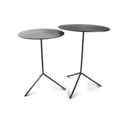 Side table ribbed black Ivy - set/2