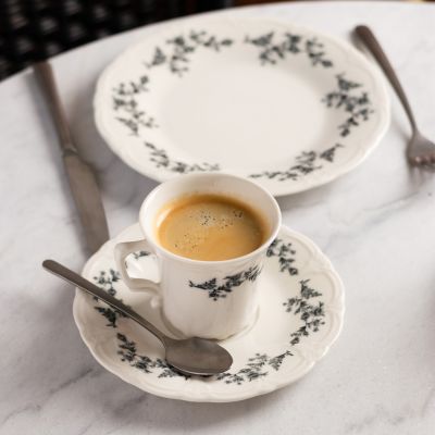 Mokkaschotel 14cm black flower Retro