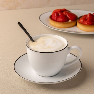 Schotel 16,5cm black rim Basic White