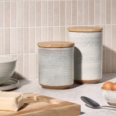 Voorraadpot 12,5xH15,5cm beige Cameo