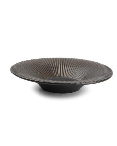 Deep plate 26xH5,5cm striped silver Brass