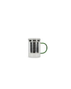 Tea mug 43cl with filter and lid green Liv