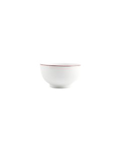 Bowl 14xH8cm burgundy rim Basic White