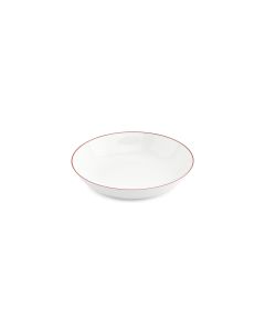 Bowl 21xH4cm coupe burgundy rim Basic White