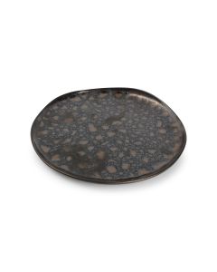 Assiette plate 27cm gold flaked Nobile