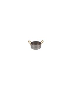 Servierschale 10,5xH5cm mit goldenem Griff hämmern antique silber Serve