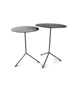 Side table ribbed black Ivy - set/2