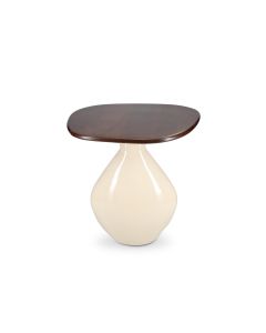Side table 41x36xH40cm with wooden tabletop ivory Mio