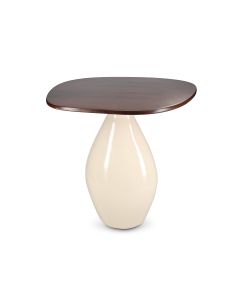 Side table 50x36xH50cm with wooden tabletop ivory Mio