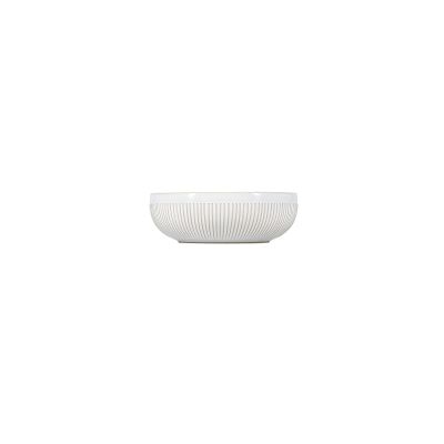 Kom 16xH5cm gestreept white Brass