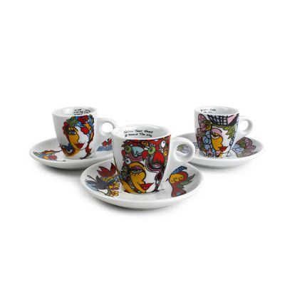 Mokkakop 6,5cl + schotel Josien Broeren - Set van 6