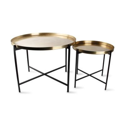 Bijzettafel geborsteld goud Patio - Set van 2