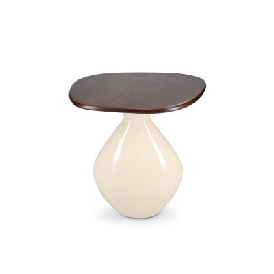 Bijzettafel 41x36xH40cm met houten blad ivory Mio
