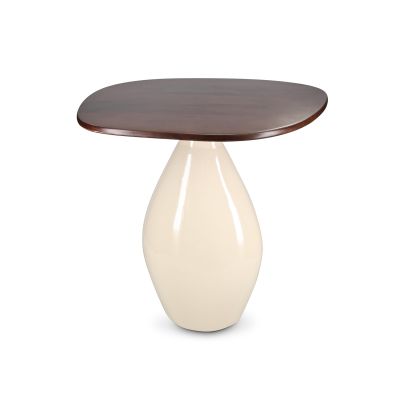 Bijzettafel 50x45xH50cm met houten blad ivory Mio