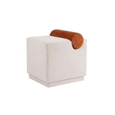 Pouf 46x42xH49cm burnt orange/soft grey Brume