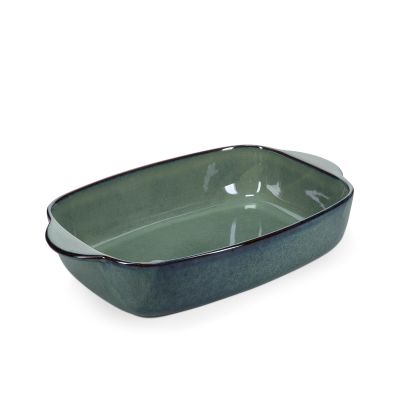 Plat &agrave; four 39/33x25,5xH8,5cm vert/bleu Meridian